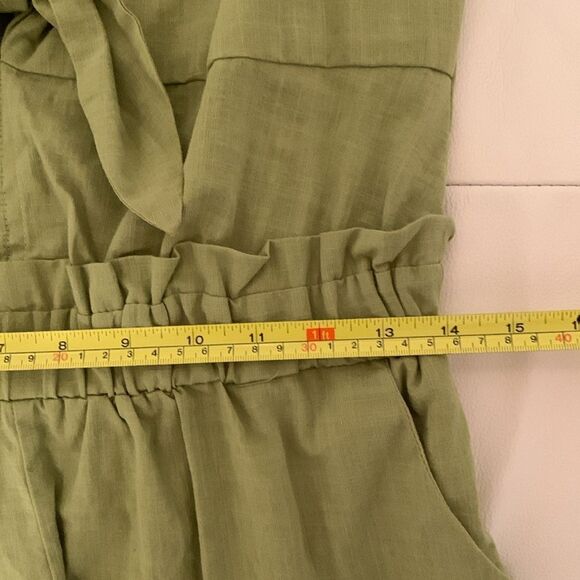 One❤️Clothing Light Green Sleeveless Tie-Front Romper Pockets Size M - Picture 4 of 9
